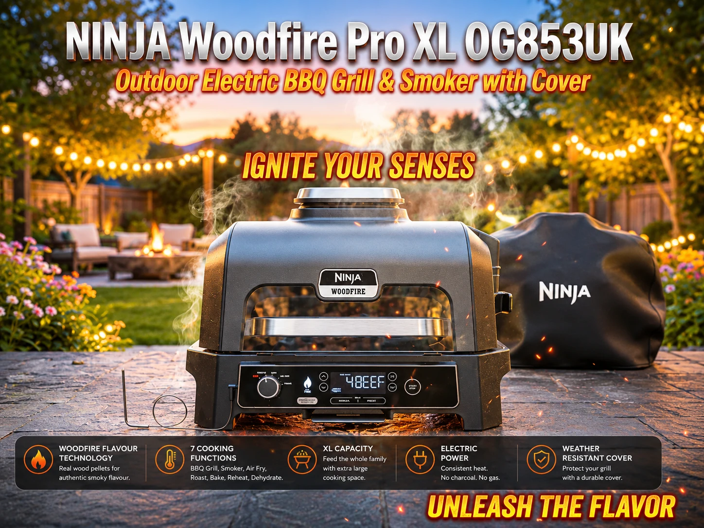 NINJA WOODFIRE PRO XL BBQ GRILL & SMOKER