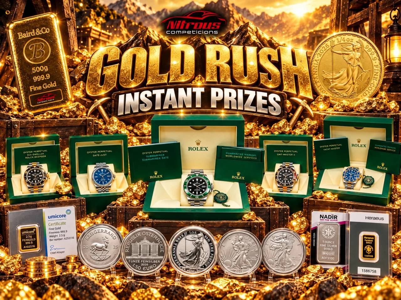 GOLD RUSH Instant Prizes - £2,500 End Prize